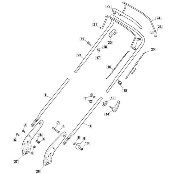 SP425 R - 2014 - 299439038/M14 - Mountfield Rotary Mower Upper Handle Diagram