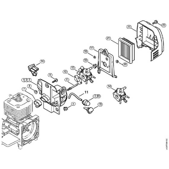 Genuine Stihl SP450 / E - Carburetor housing, Air filter