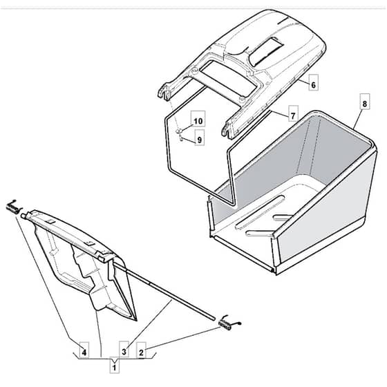 SP465 - 2010 - 299482338/M10 - Mountfield Rotary Mower Grass Bag Diagram