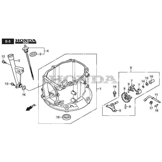SP465 R - 2019-2021 - 299489038/M19 - Mountfield Rotary Mower Crankcase Diagram
