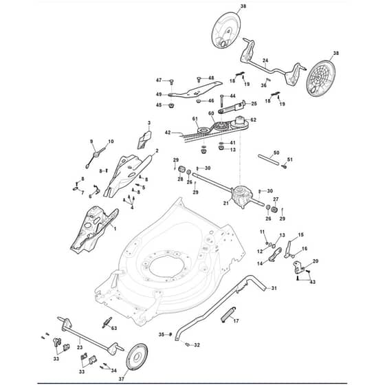 SP485 HW V - 2017-2018 - 294503038/M16 - Mountfield Rotary Mower Deck Diagram