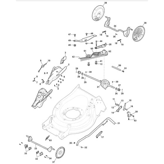 SP485 HW V - 2019-2021 - 294507838/M19 - Mountfield Rotary Mower Deck Diagram