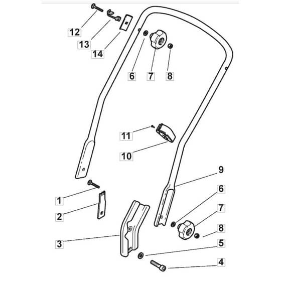 SP505 - 2011-2013 - 292502038/M11 - Mountfield Rotary Mower Lower Handle Diagram