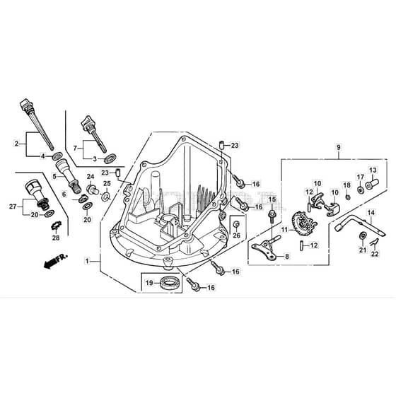 SP505R V - 2016-2018 - 294519038/M16 - Mountfield Rotary Mower Oil Pan Diagram