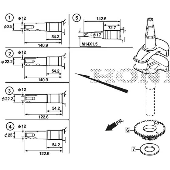SP51 H - 2022-2023 - 2L0536133/MC - Mountfield Rotary Mower Crankshaft Diagram