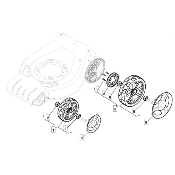 SP533 ES - 2012-2017 - 295546548/BQ - Mountfield Rotary Mower Wheels Diagram
