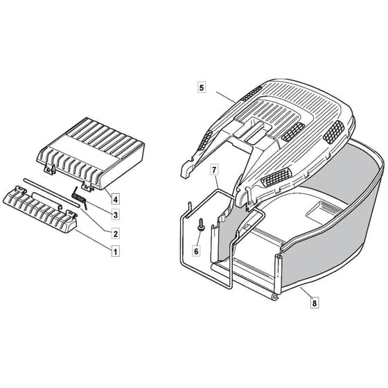 SP534 - 2008 - 299265348/BQ - Mountfield Rotary Mower Grass Bag Diagram
