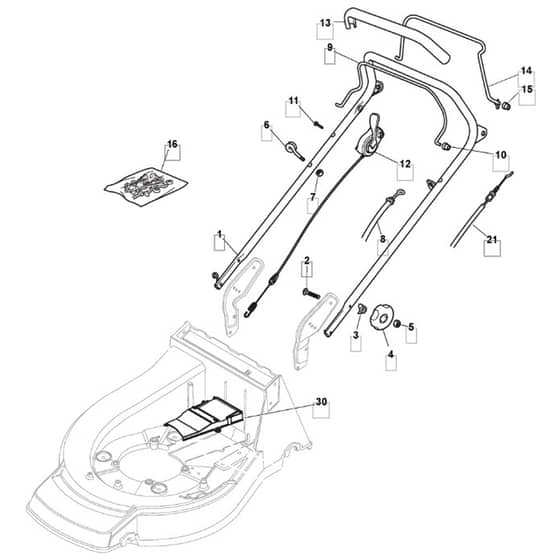 SP534HW BBC - 2012-2013 - 292157328/MFR - Mountfield Rotary Mower Upper Handle Diagram