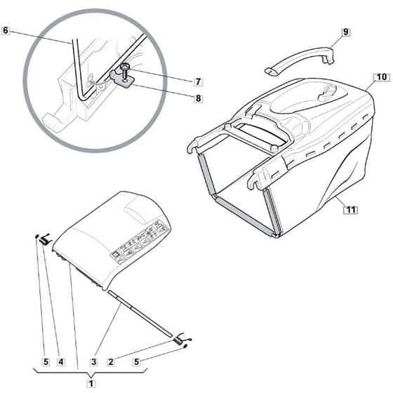 SP535 HW4S - 2018 - 29537838/M18 - Mountfield Rotary Mower Grass Bag Diagram