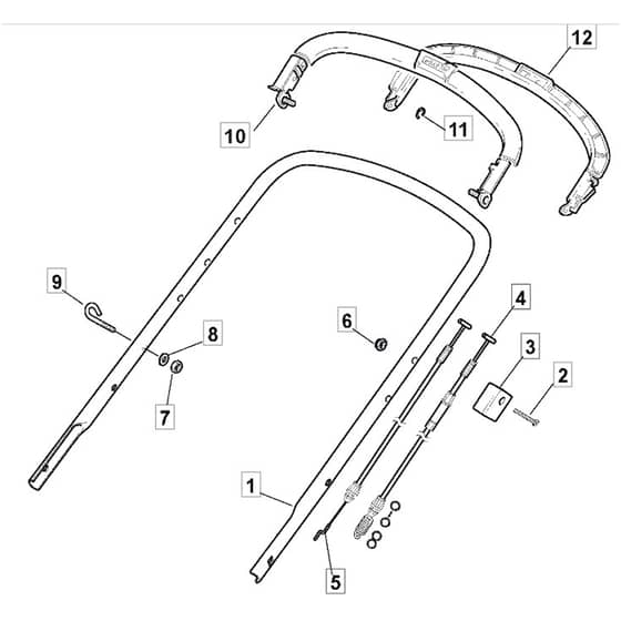 SP535 HW4S - 2012-2014 - 299537838/M11 - Mountfield Rotary Mower Upper Handle Diagram