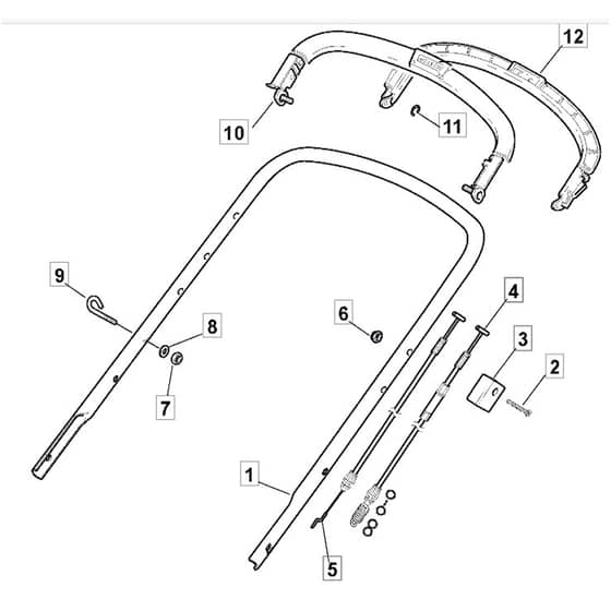 SP535 HW4S - 2014-2018 - 299537838/M14 - Mountfield Rotary Mower Upper Handle Diagram