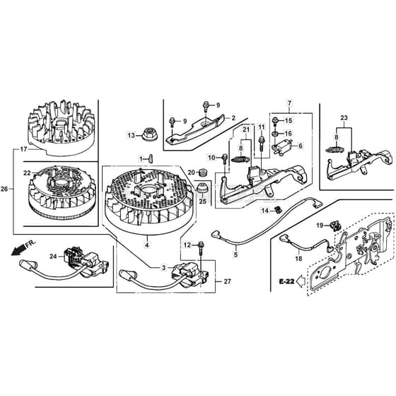 SP535 HW - 2016-2018 - 294556038/M16 - Mountfield Rotary Mower Flywheel GCV160A0 S4 LE SD Diagram