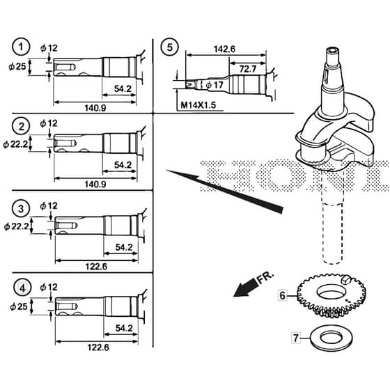 SP535 HW - 2019-2021 - 294556038/M19 - Mountfield Rotary Mower Crankshaft Diagram