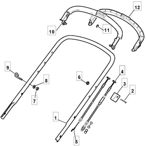 SP535 HW - 2014 - 299536038/M14 - Mountfield Rotary Mower Upper Handle Diagram