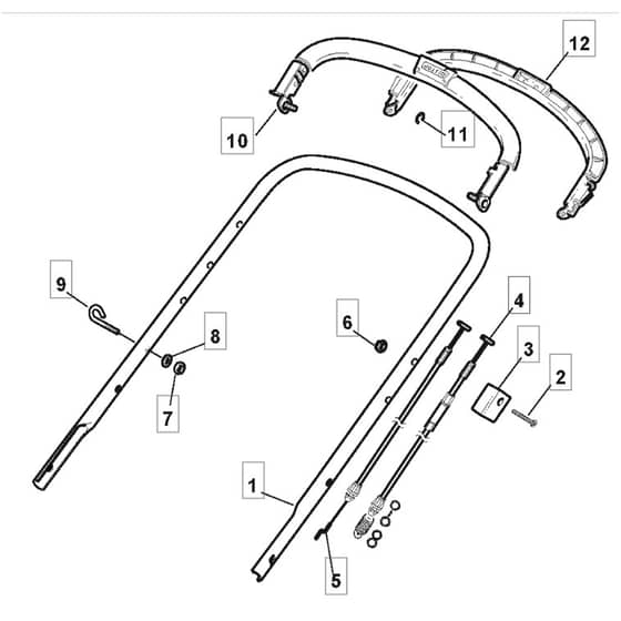 SP535 HW - 2013 - 299536838/M12 - Mountfield Rotary Mower Upper Handle Diagram