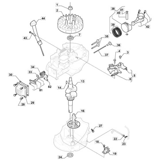 SP53 - 2019-2020 - 295546048/M19 - Mountfield Rotary Mower Engine Piston Crankshaft Diagram