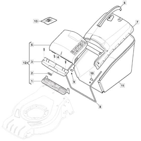SP53 - 2019-2020 - 295546048/M19 - Mountfield Rotary Mower Grass Bag Diagram