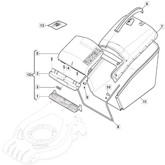 SP53 ELITE - 2019-2020 - 295546038/M19 - Mountfield Rotary Mower Grass Bag Diagram