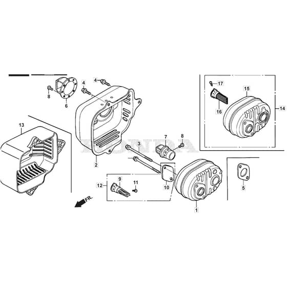 SP53 H - 2017-2019 - 295546038/WX - Mountfield Rotary Mower Exhaust Muffler Diagram