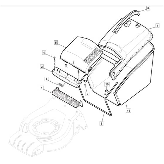 SP53 H - 2017-2019 - 295546038/WX - Mountfield Rotary Mower Grass Bag Diagram