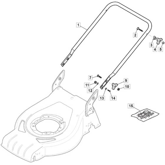 SP53 H - 2017-2019 - 295546038/WX - Mountfield Rotary Mower Lower Handle Diagram