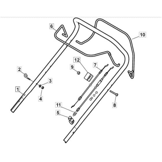 SP53 H - 2019 - 295546138/WX - Mountfield Rotary Mower Upper Handle Diagram