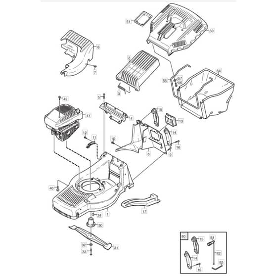 SP550 TRI-CUT - 2004 - 12-9686-99 - Mountfield Rotary Mower Grass Bag Diagram