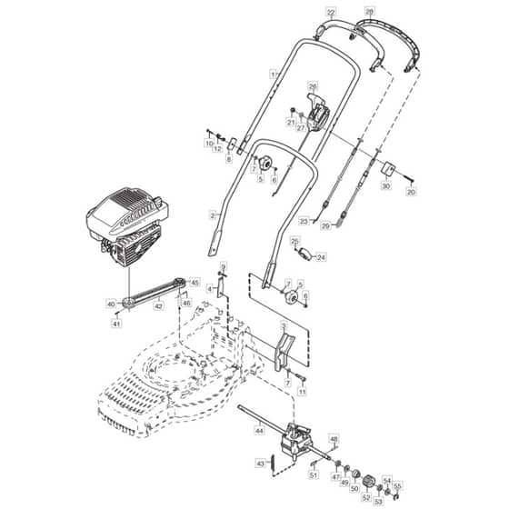 SP550 TRI-CUT - 2004 - 12-9686-99 - Mountfield Rotary Mower Handle Diagram
