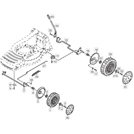 SP550 TRI-CUT - 2004 - 12-9686-99 - Mountfield Rotary Mower Wheels Diagram