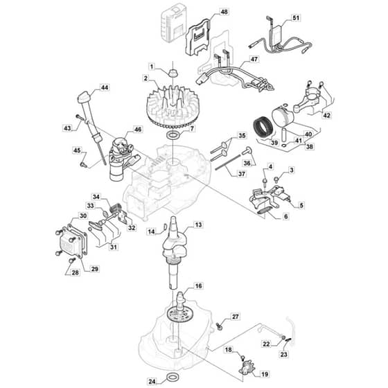 SP551 VLS - 2019-2020 - 294563543/M19 - Mountfield Rotary Mower Engine Piston Crankshaft Diagram