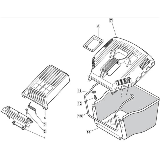 SP555 - 2010-2012 - 292552138/BQ - Mountfield Rotary Mower Grass Bag Diagram