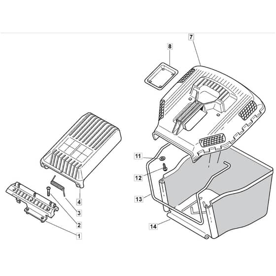 SP555 - 2014-2015 - 292552238/BQ - Mountfield Rotary Mower Grass Bag Diagram