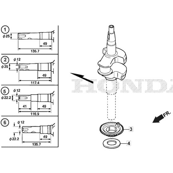 SP555 R V - 2016-2019 - 294569038/M16 - Mountfield Rotary Mower Crankshaft Diagram