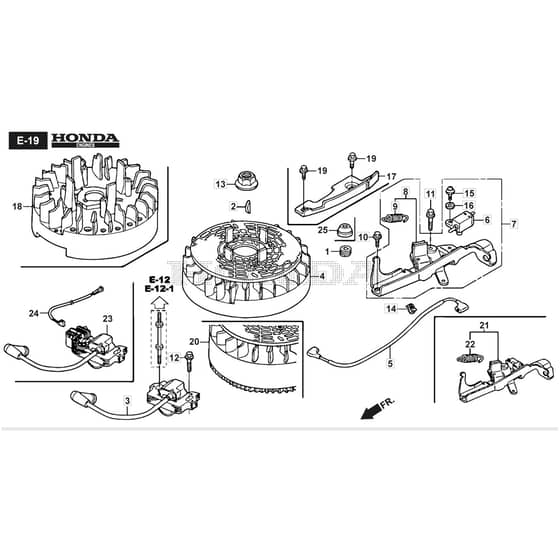 SP555 R V - 2016-2019 - 294569038/M16 - Mountfield Rotary Mower Flywheel/Ignition Coil - GCV190A S4 LE SD Diagram