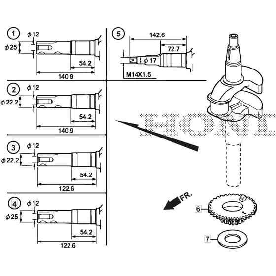 SP555 V - 2022 - 294563033/M22 - Mountfield Rotary Mower Crankshaft Diagram
