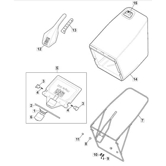SP555 V - 2022 - 294563033/M22 - Mountfield Rotary Mower Grass Bag Diagram