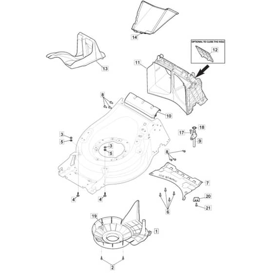 SP555 V - 2016-2018 - 294563038/M16 - Mountfield Rotary Mower Belt Protection Diagram