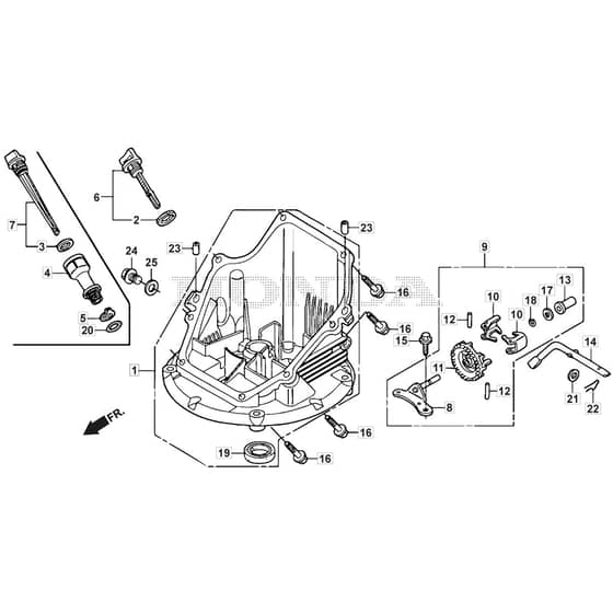 SP555 V - 2016-2018 - 294563038/M16 - Mountfield Rotary Mower Oil Pan Diagram