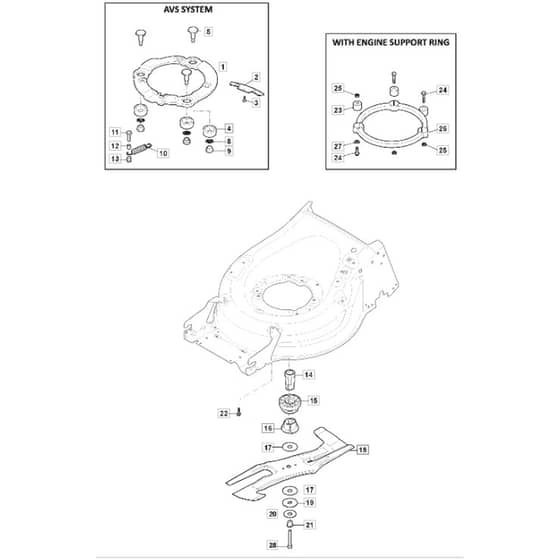 SP555 V - 2019-2021 - 294563038/M19 - Mountfield Rotary Mower Blade Diagram