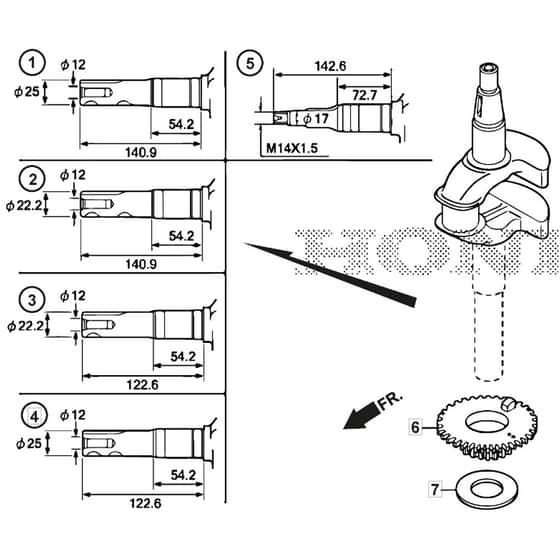 SP555 V - 2019-2021 - 294563038/M19 - Mountfield Rotary Mower Crankshaft Diagram