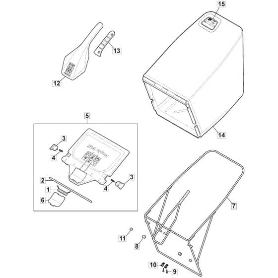 SP555 V - 2019-2021 - 294563038/M19 - Mountfield Rotary Mower Grass Bag Diagram