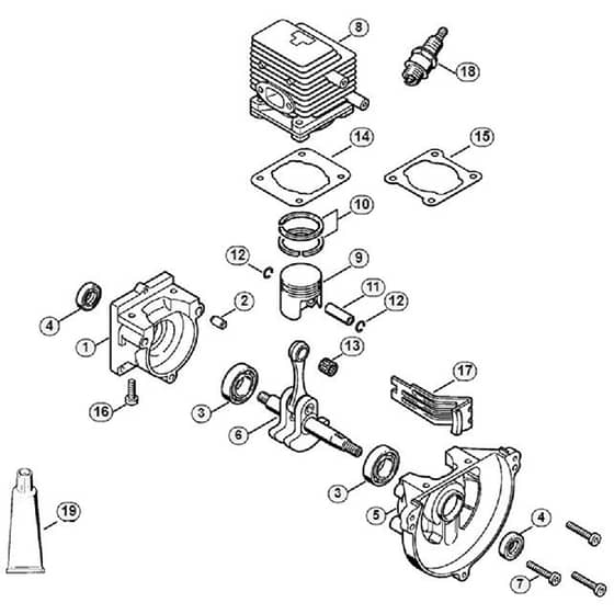 Genuine Stihl SP80 / A - Crankcase, Cylinder