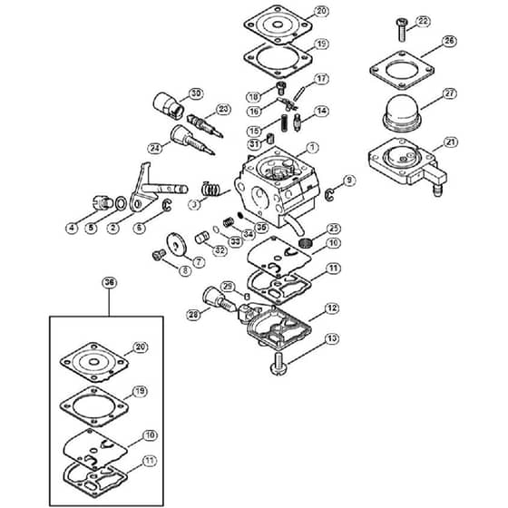 Genuine Stihl SP80 / F - Carburetor 4137/23 BR