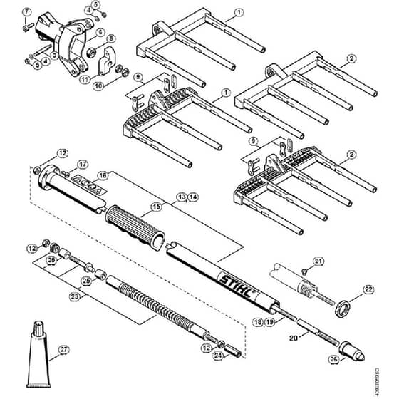 Genuine Stihl SP80 / O - Rake, Drive tube assembly