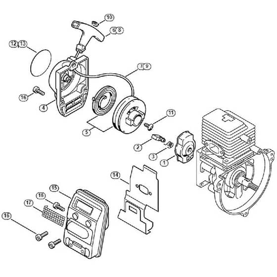 Genuine Stihl SP85 / B - Rewind starter, Muffler