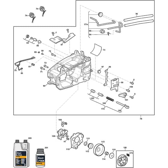 SP 316 - 2019-2022 - 240311202/ST1 - Stiga Chainsaw Clutch Flywheel Diagram