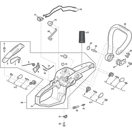 SP 316 C - 2019-2022 - 240311212/ST1 - Stiga Chainsaw Housing Diagram