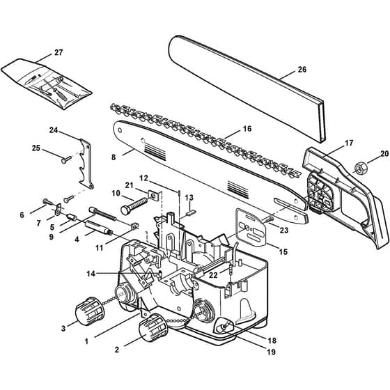 SP 410 - 2001-2007 - 15-4114-11 - Stiga Chainsaw Crankcase-Trim Group Diagram