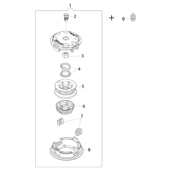 SPARTA 250 T - Oleo-Mac Brushcutter Head Load and Go + Insert (male) Diagram