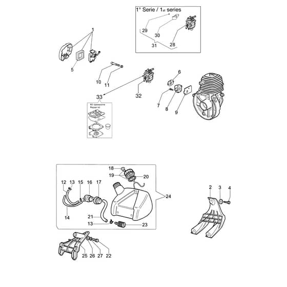 SPARTA 25 - Oleo-Mac Brushcutter Tank and air filter Diagram